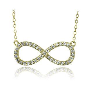 GoldTone/Sterling Silver CZ Infinity Necklace